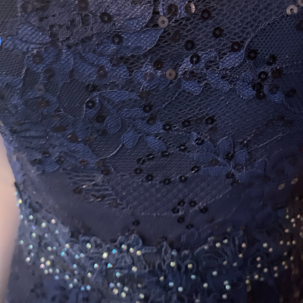 Elegant Navy Blue Lace Dress